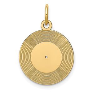 14k Yellow Gold Record Album Charm or Pendant, 16mm (5/8 inch)